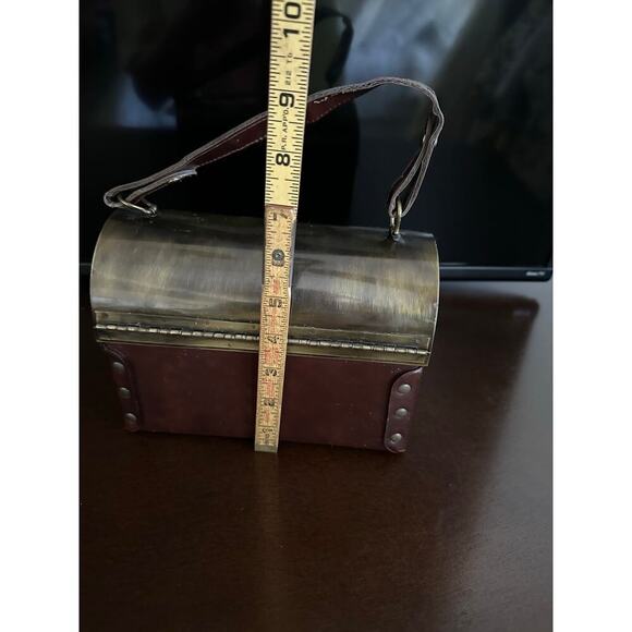 Vintage Start Brown Leather Straps Retro Distressed Hand Polished Storage Box - Picture 12 of 12